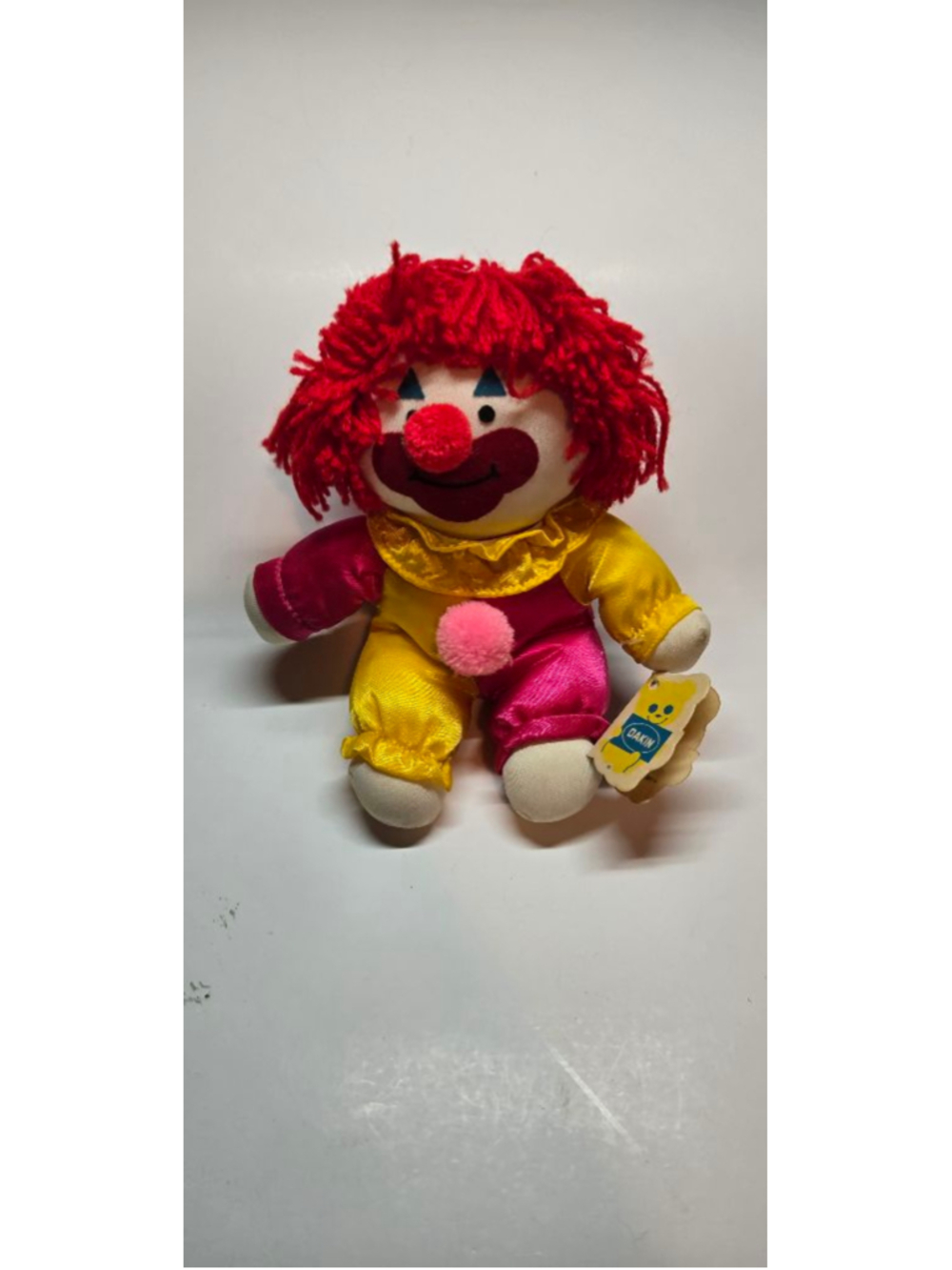 VINTAGE 1984 Dakin Clown Stuffed Plush Red Yellow Pink - Picture 2 of 10
